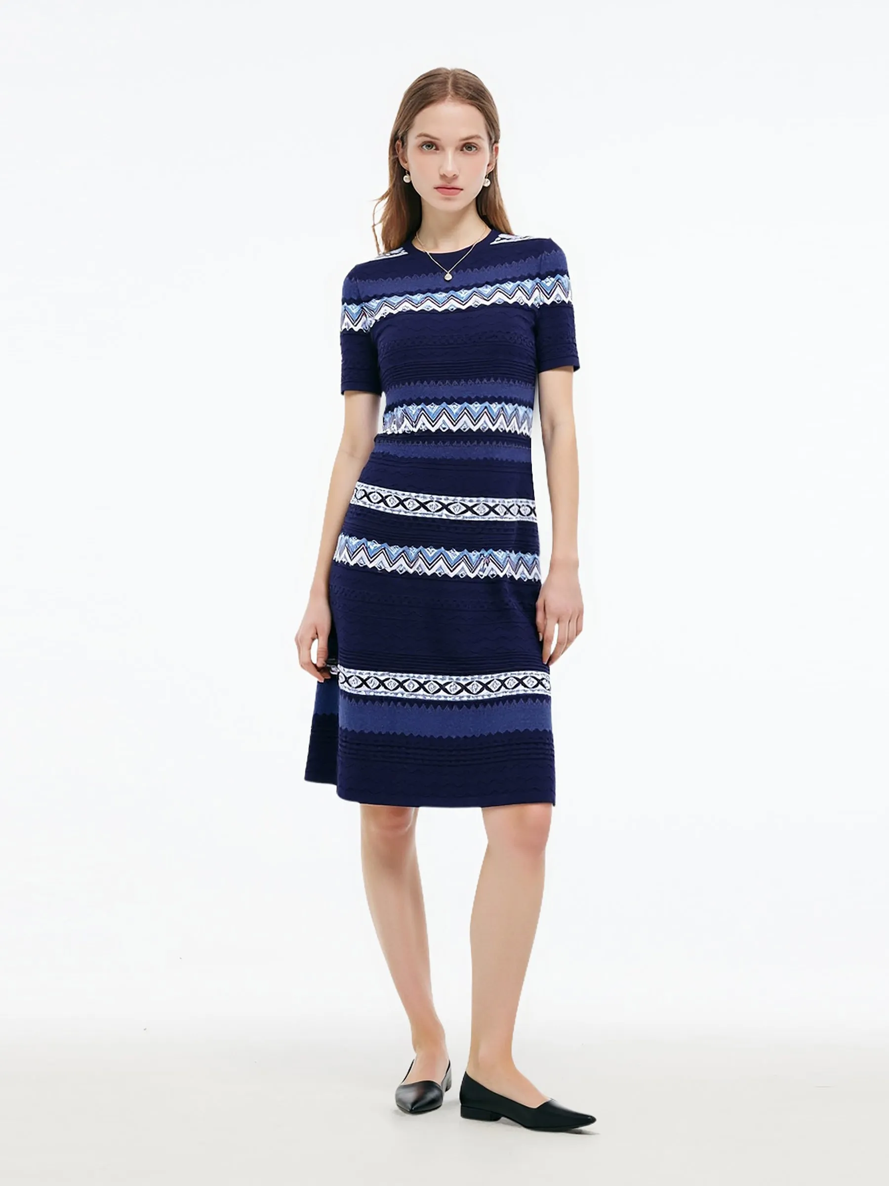 Party Beat Trendy mini for every occasion Multicolored Jacquard Women Knit Mini Dress