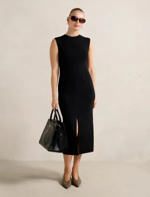 Trendy Fit Fur Warm Chloe Extended Shoulder Knit Midi Dress
