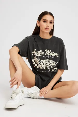 Classic Trend Look Grey Graphic Tee Short Sleeve
