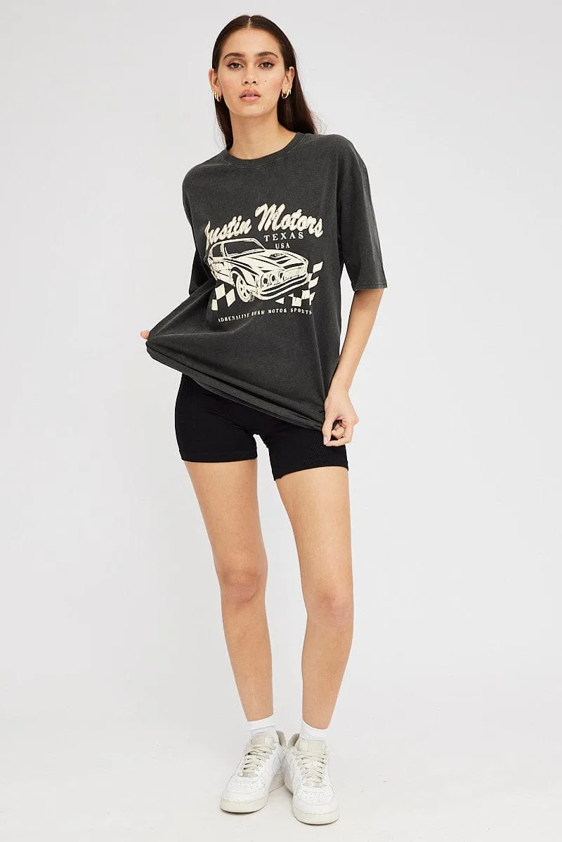 Grey Graphic Tee Short Sleeve NoSideSeam