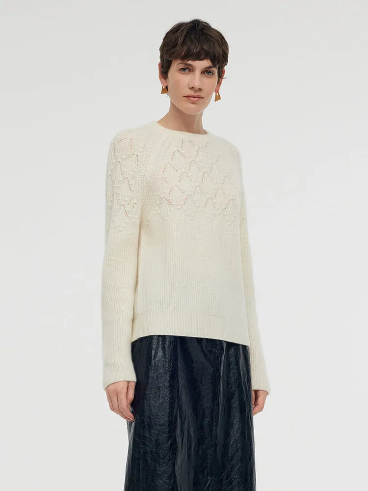 Snug Layers 100% Cashmere Openwork Women Sweater