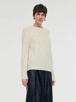 100% Cashmere Openwork Women Sweater Minimalist Style