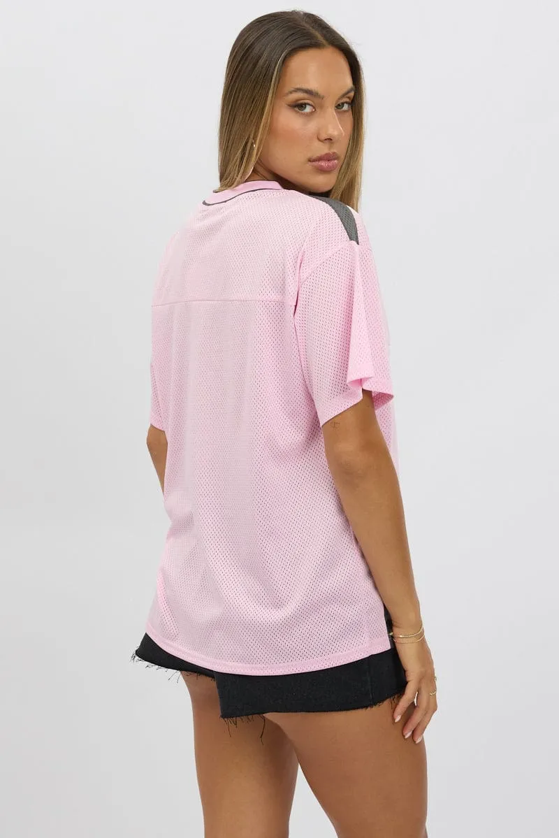 Pink Sport Tee Short Sleeve Soft Brushed Finish