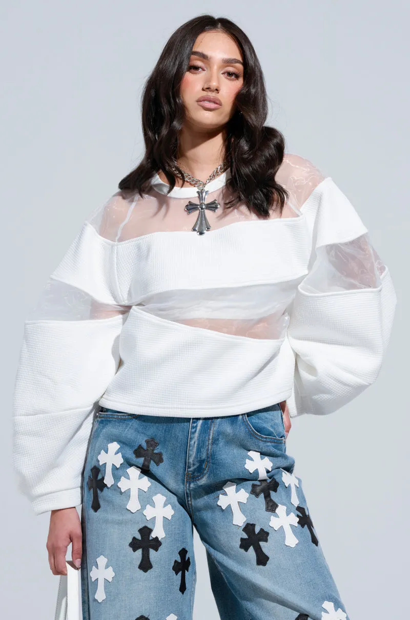 CUT HIM OFF SWEATSHIRT IN IVORY Warm Apparel Short