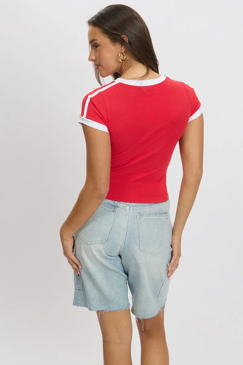 Timeless and Chic Red Graphic Tee Short Sleeve
