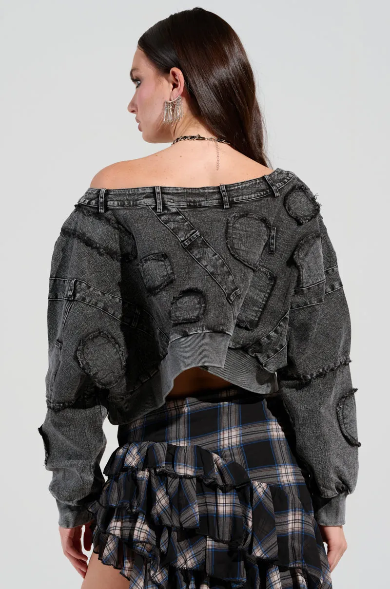 DO TELL DENIM SWEASHIRT Loose Fit