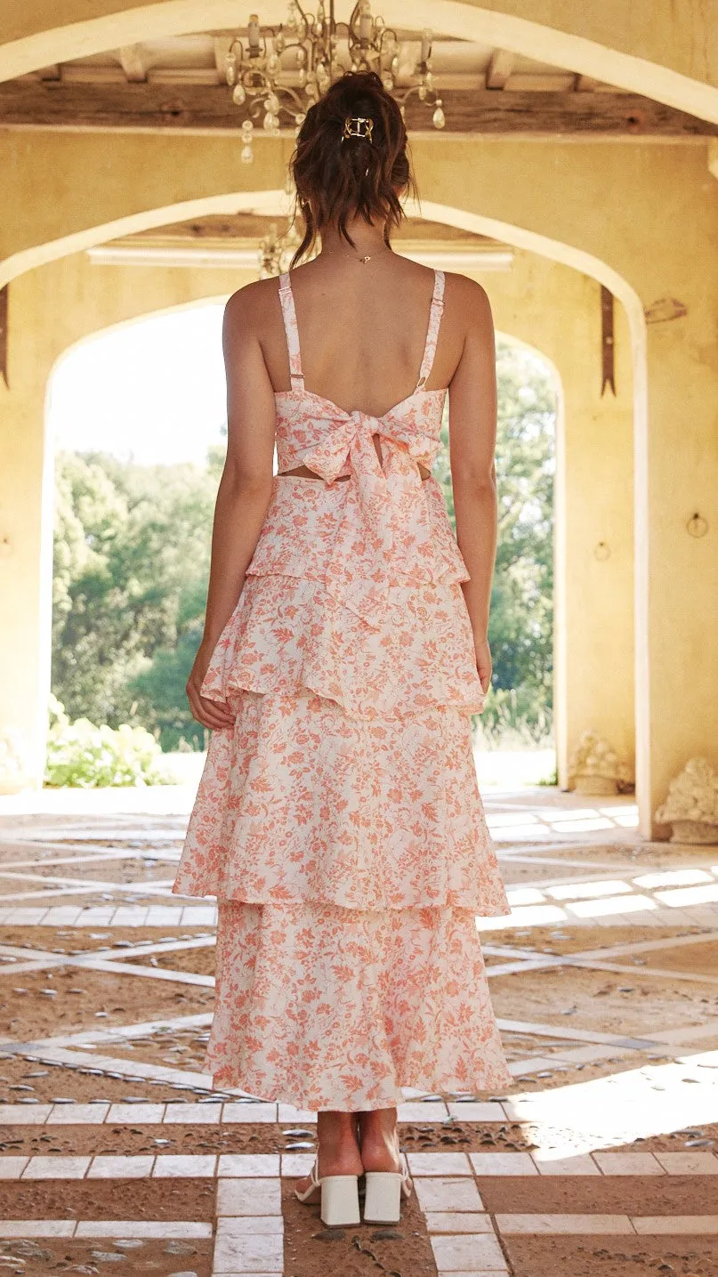 Page Maxi Dress - Peach Floral Joy Soul