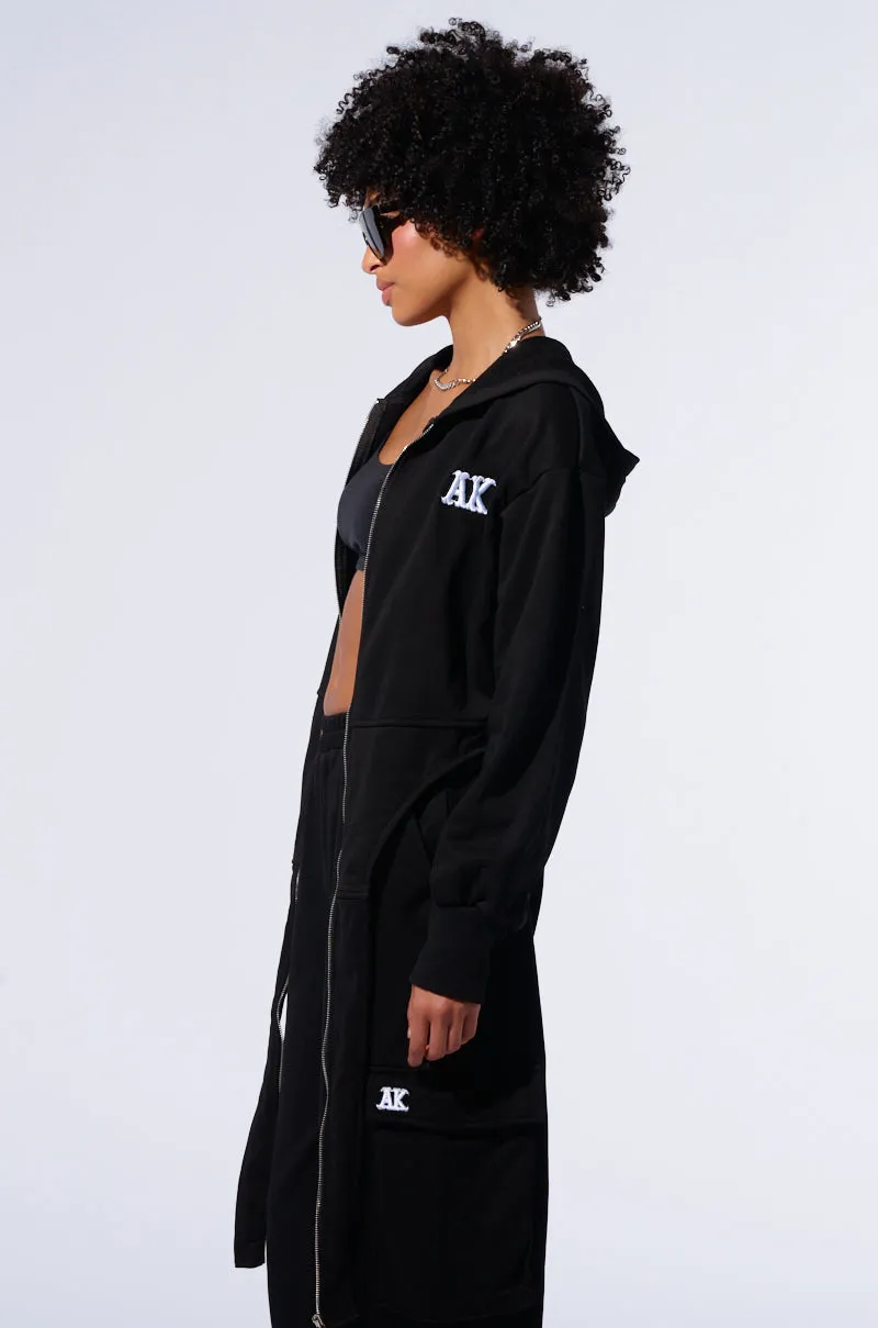 Outdoor Ready Casual Vibe TAKE THE LONG WAY OVERSIZED ZIP UP HOODIE