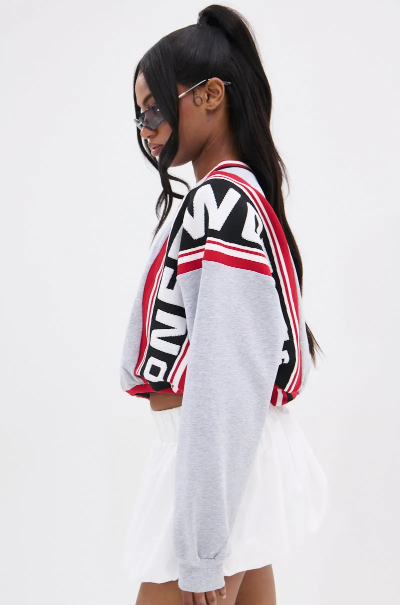 ONE TIME ONLY CROPPED SWEATSHIRT Tassel accents Bow Accents