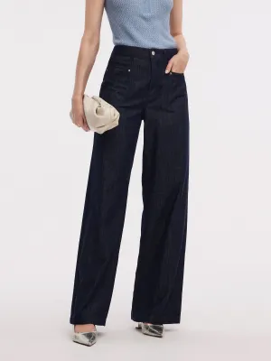 Pre Shrunk Fabric Smart Casual Classic Wear 100% Cotton Denim Women Straight Leg Jeans