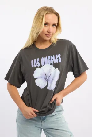 Soft Texture Grey Graphic Tee Short Sleeve
