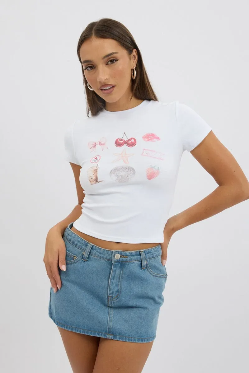 AntibacterialFinish White Graphic Tee Short Sleeve
