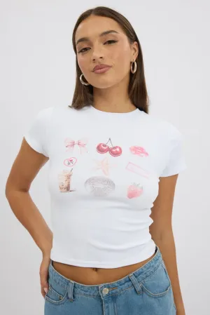 Soft Comfort Wear City Casual White Graphic Tee Short Sleeve
