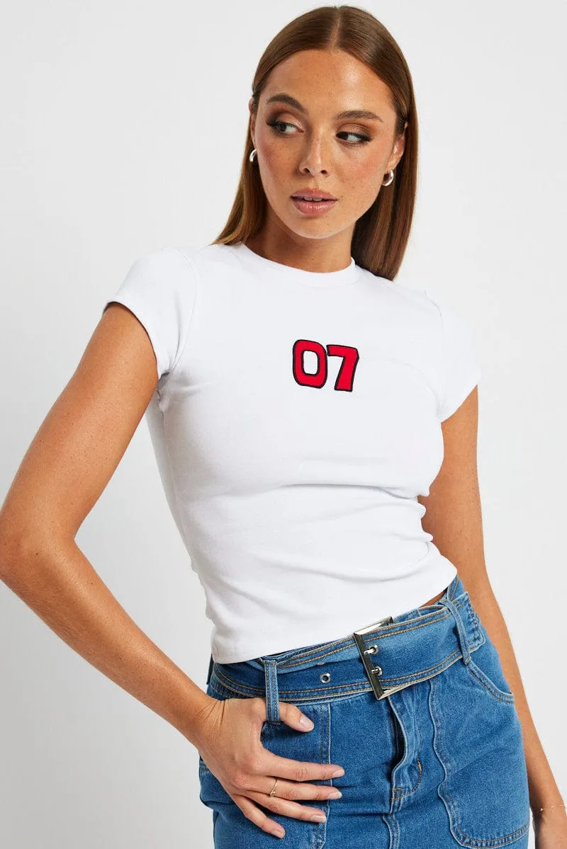 Feminine Fit Perfect Layer White Graphic Tee Short Sleeve