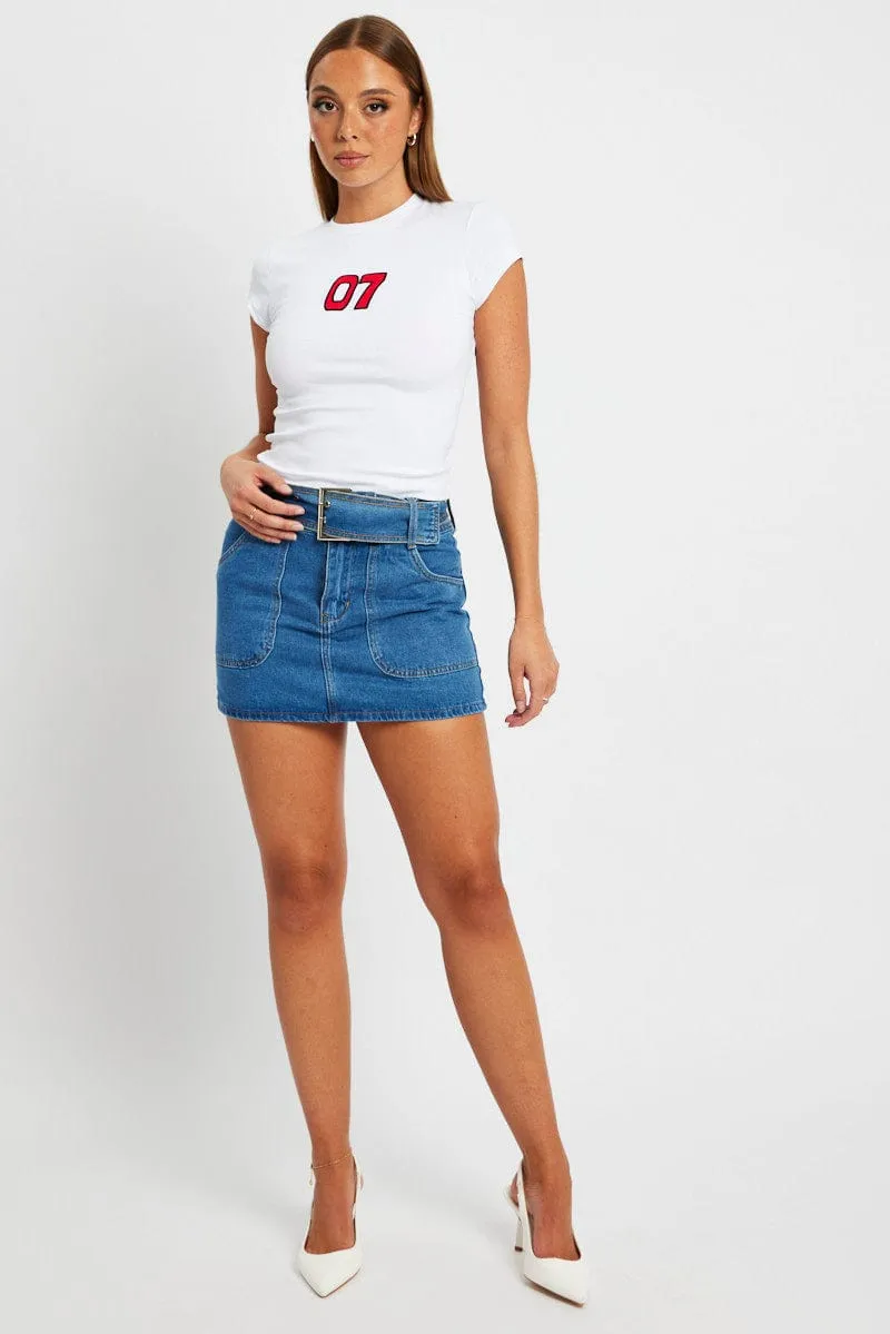 Odor-resistant White Graphic Tee Short Sleeve