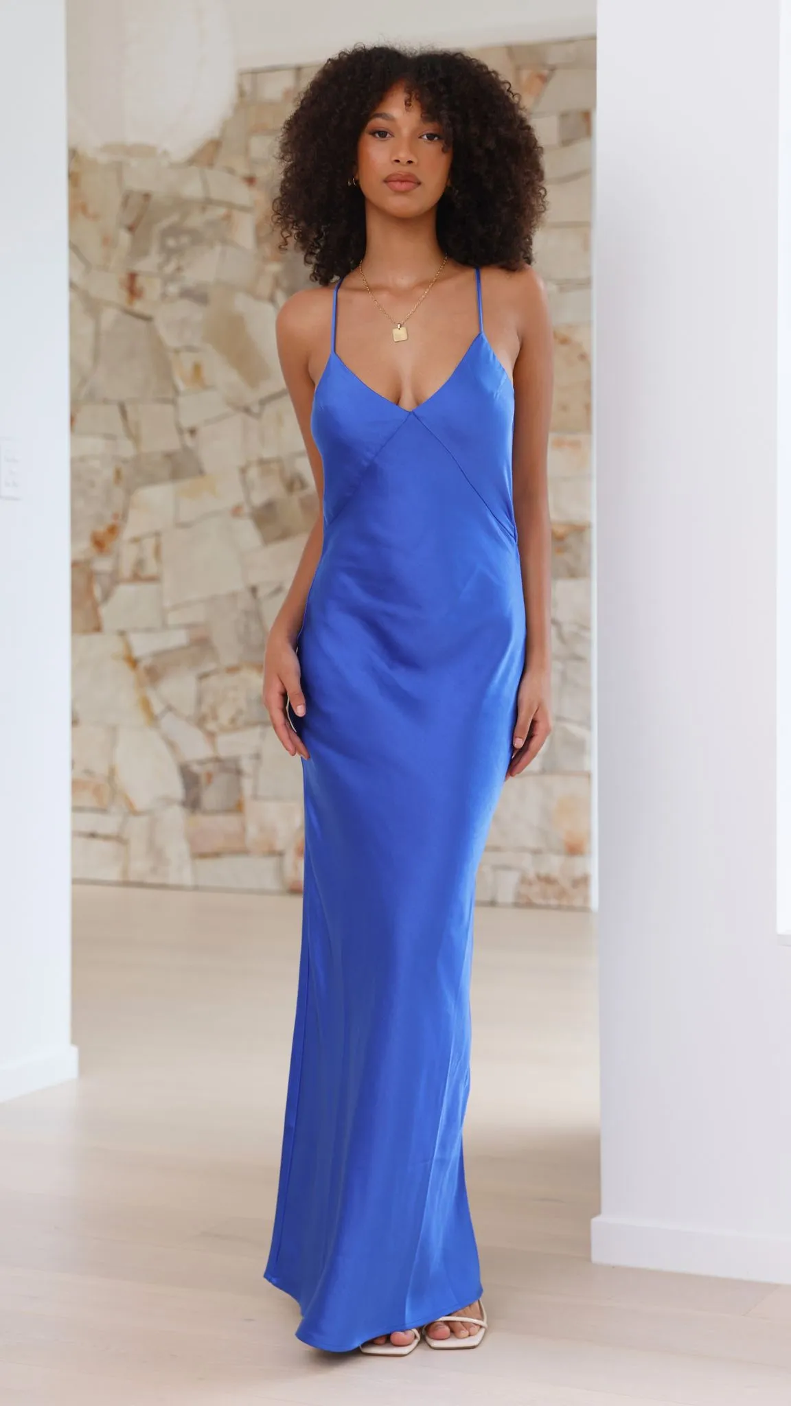 Gisella Maxi Dress - Cobalt Blue Deep V