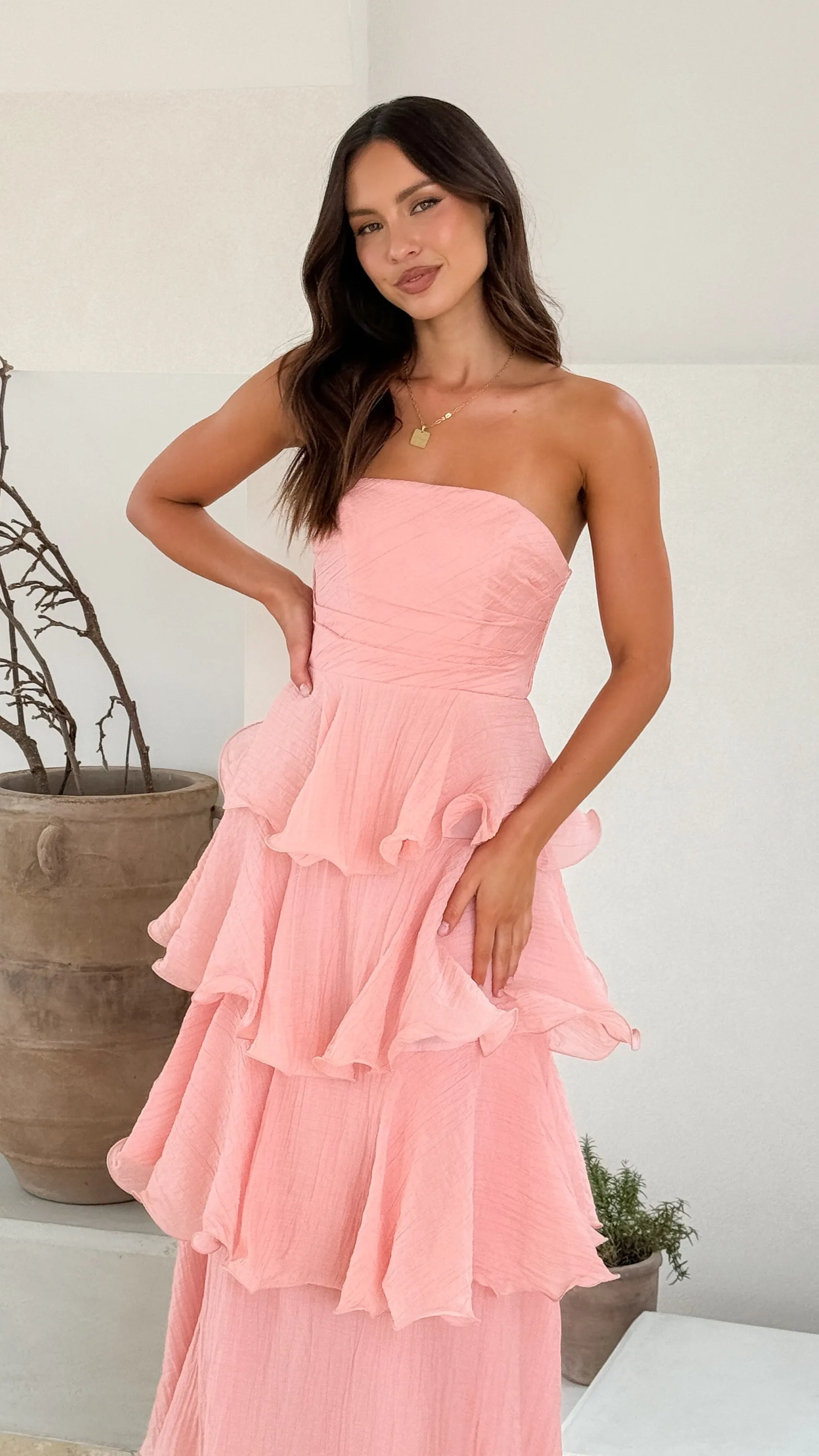 The maxi length of this dress provides full coverage while still maintaining a lightweight feel The flattering cut of this dress creates a polished appearance without being overly fussy Lanica Maxi Dress - Pink
