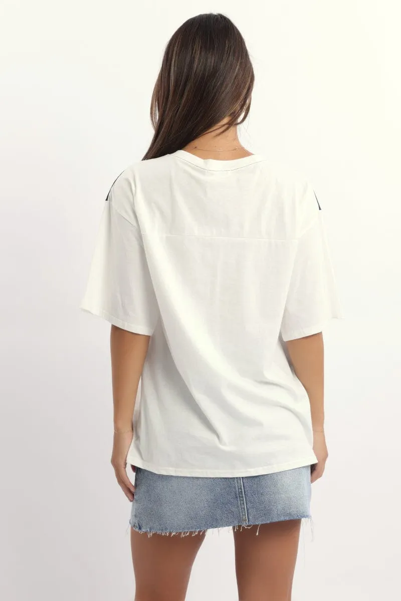 White Graphic Tee Short Sleeve Breathable fabric
