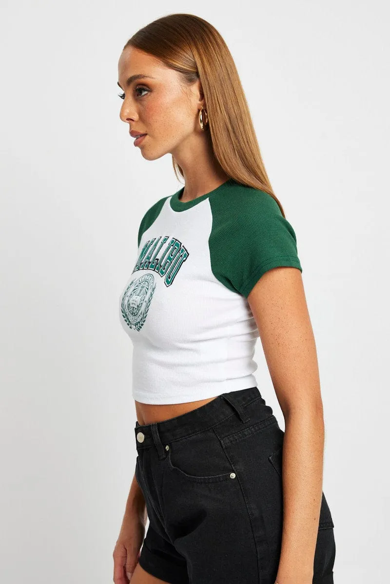 Green Graphic Top Short Sleeve slim fit Sporty Vibe