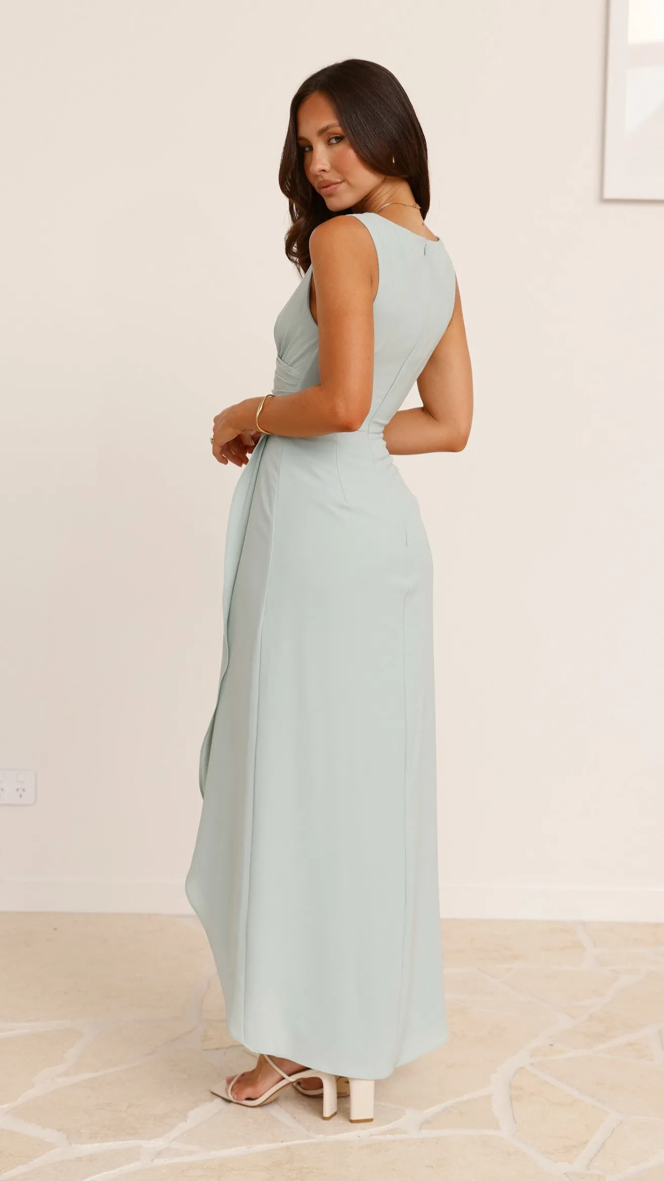 Pamela V Neck Maxi Dress - Sage Rural Air Stone Glow