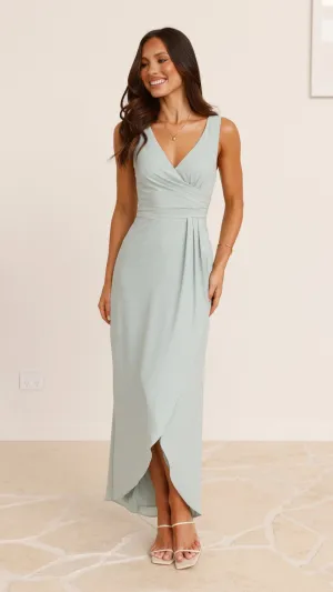 Stripe Flow Pamela V Neck Maxi Dress - Sage