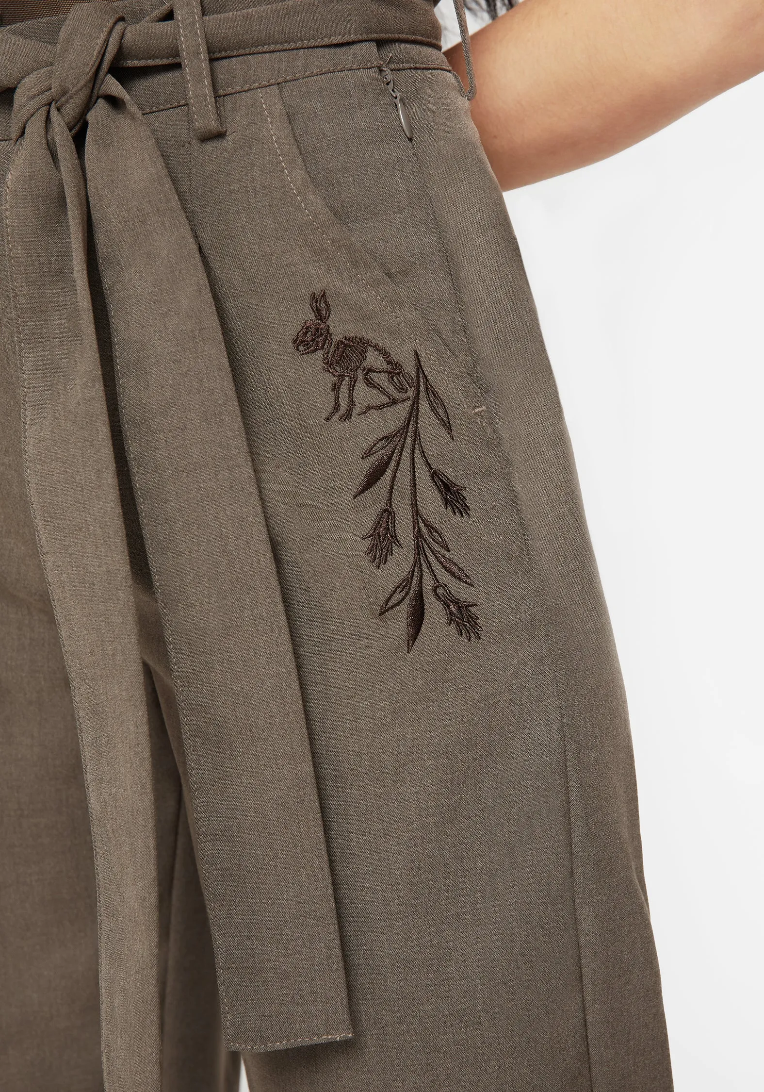Comfy Style Hester Embroidered Tapered Trousers - Brown