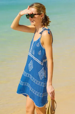 Imogen Dress | Cobalt/White Light Warm Edge Glow