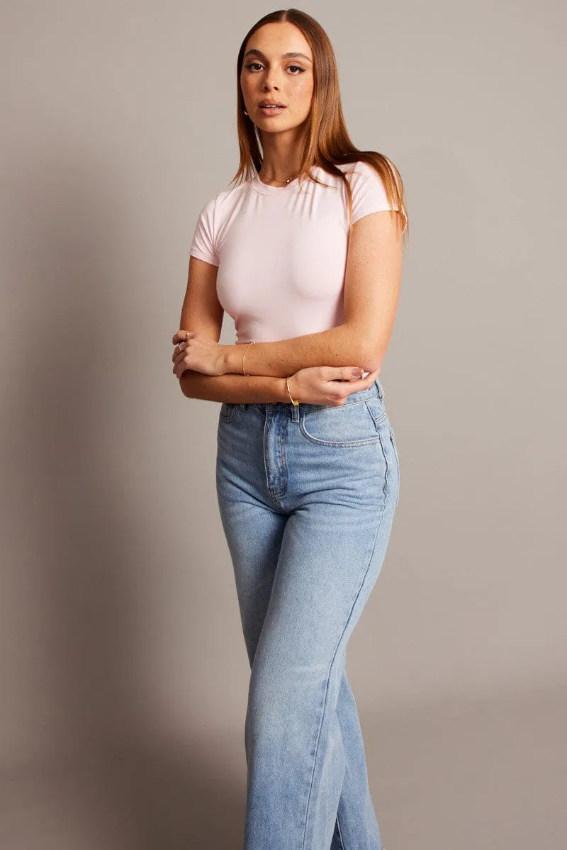 StretchFit Evening Glow Pink T Shirt Short Sleeve Crew Neck Modal