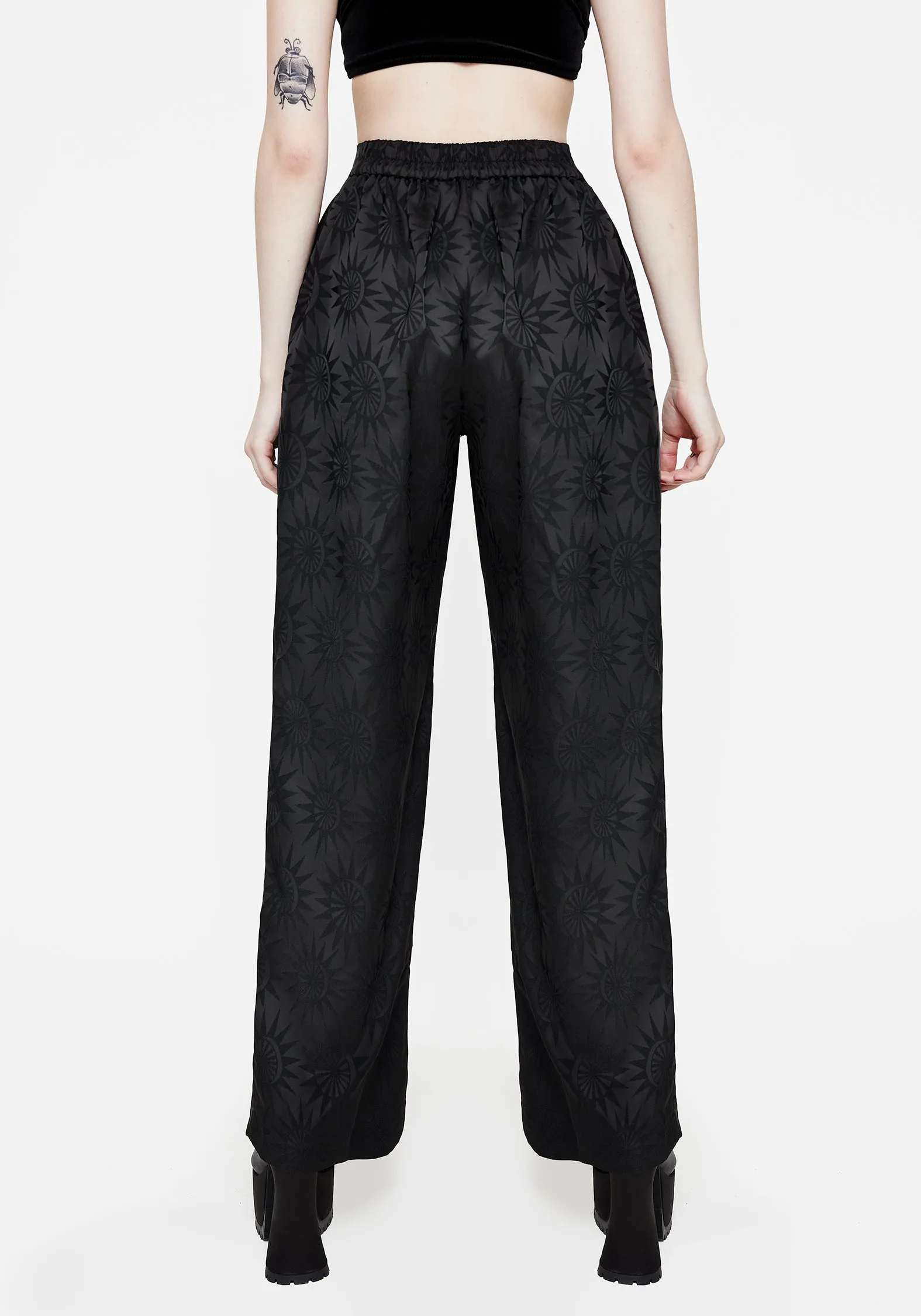 Functional Wear Low-rise style Semine Celestial Printed Wide Leg Trousers