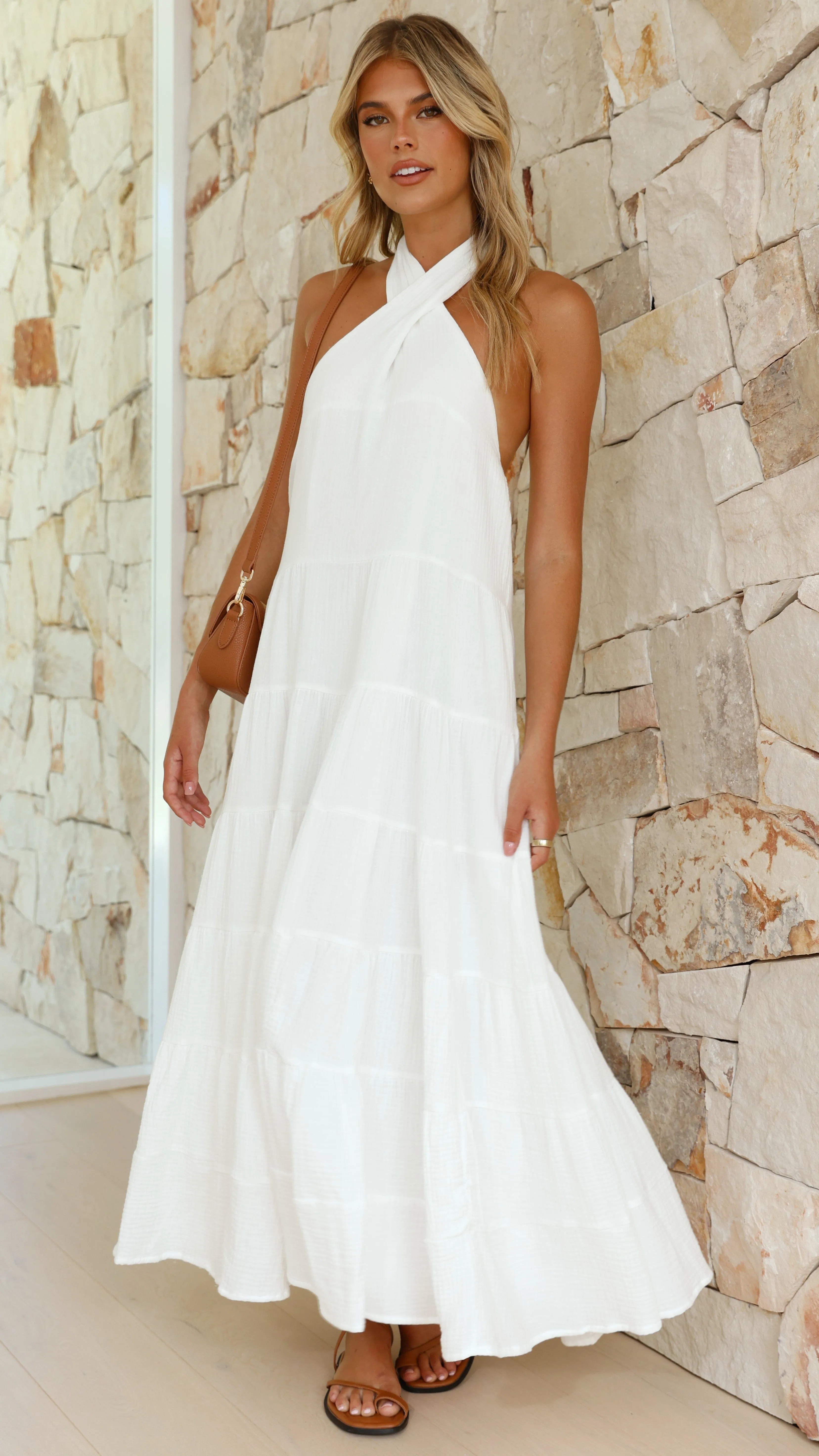 Moniqua Maxi Dress - White Island Edge Tulle Flow