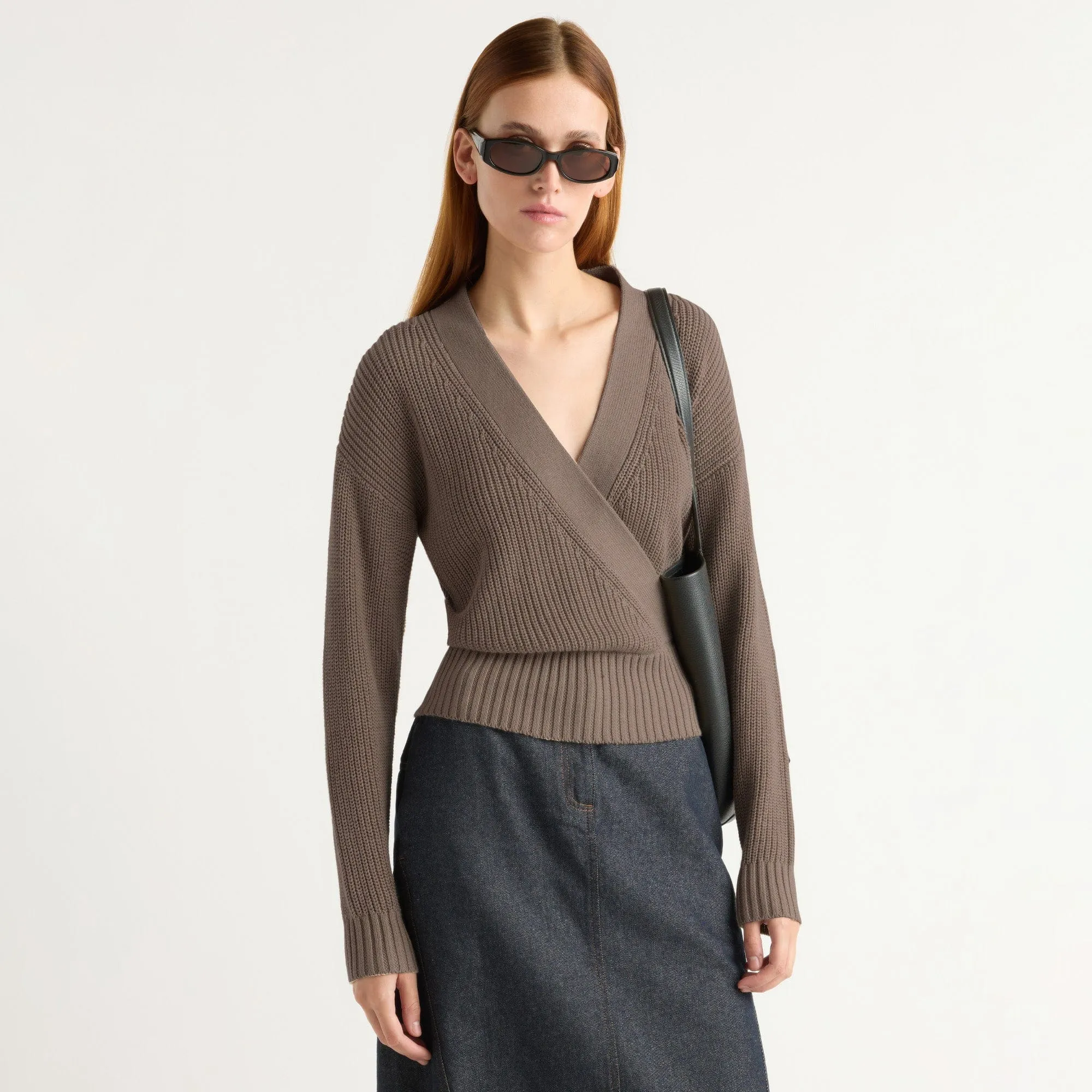 Trendy Knit Circular Knit Technology Maren Cropped V-Neck Sweater