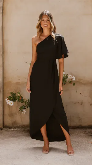 Emma One Sleeve Maxi Dress - Black Tile Glow The elegant fit of this dress enhances your figure while providing plenty of comfort