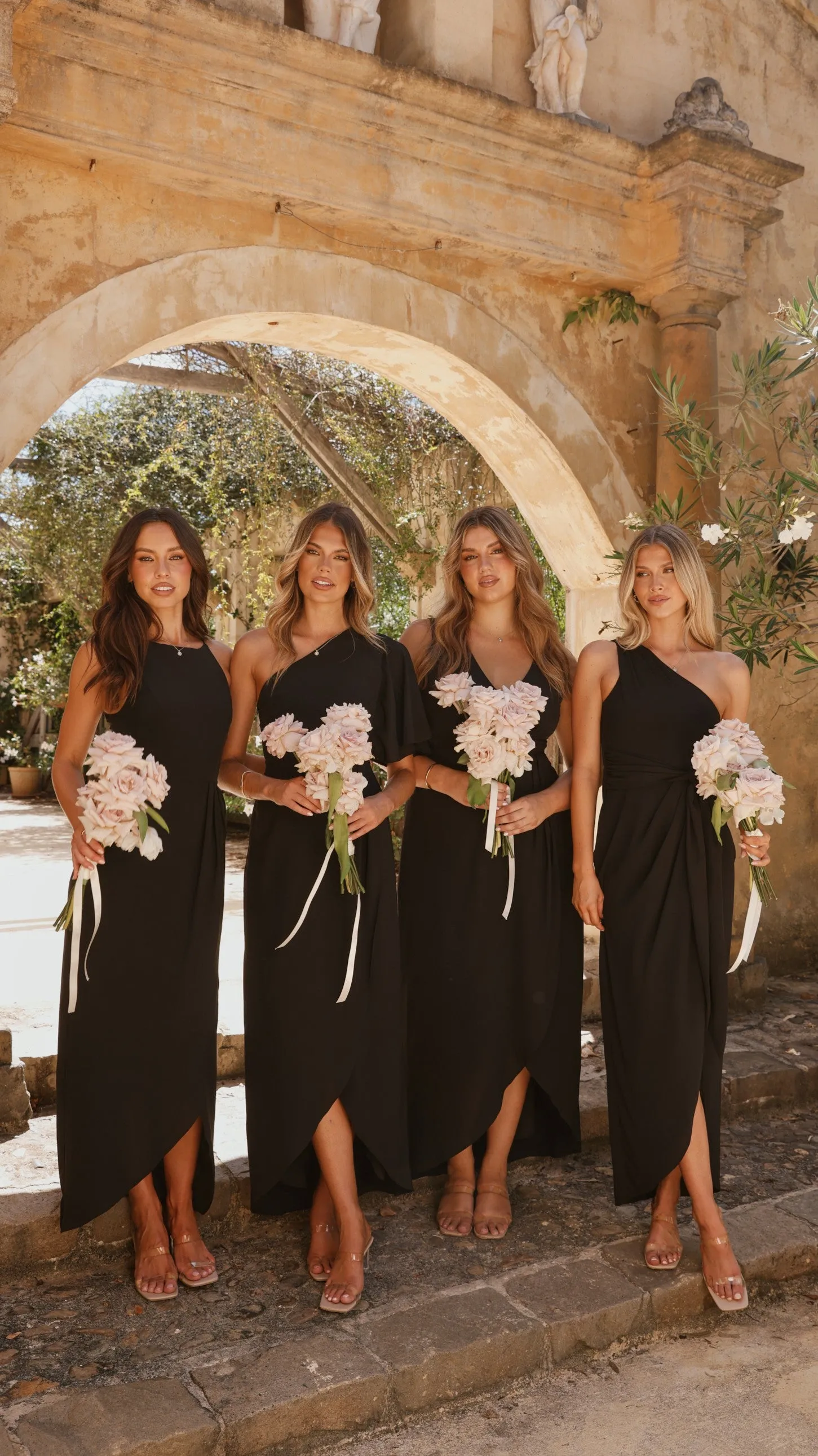 Garnet Glow Emma One Sleeve Maxi Dress - Black