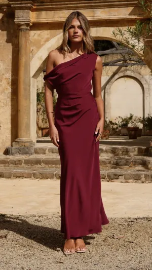Platinum Shine Chiffon Glow Gigi Maxi Dress - Wine