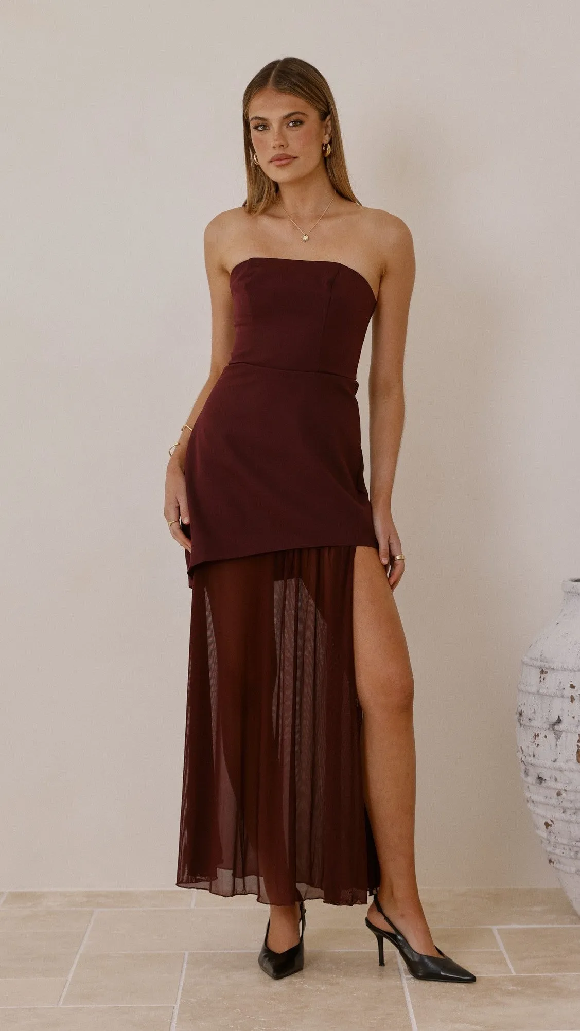 Fenella Asymmetrical Maxi Dress - Plum Vibrant colored maxi