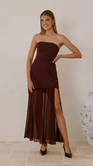 Fenella Asymmetrical Maxi Dress - Plum Paper Wall