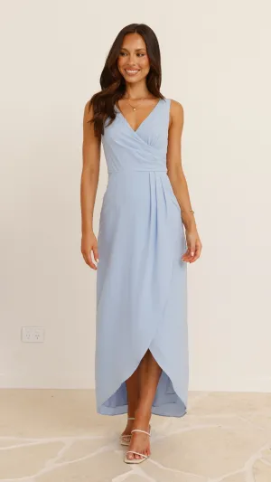 Window Glow Pamela V Neck Maxi Dress - Blue