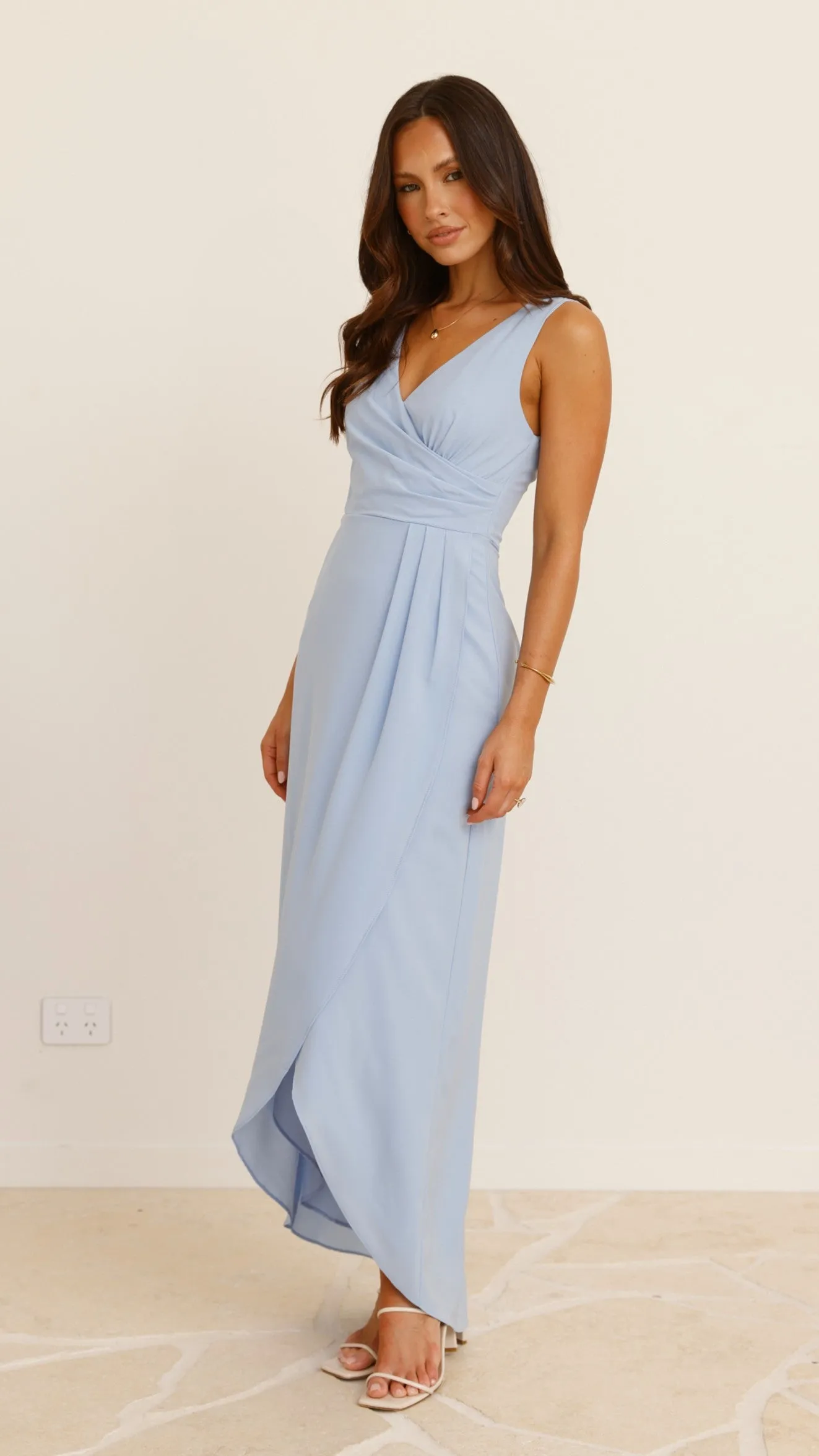 Bloom Arch Evening Mist Pamela V Neck Maxi Dress - Blue