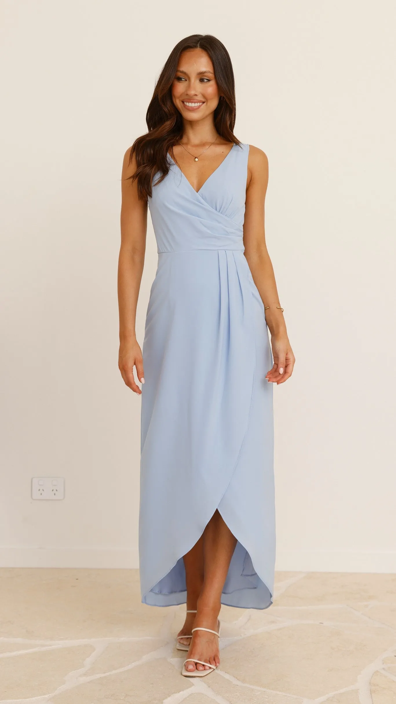 Window Glow Pamela V Neck Maxi Dress - Blue