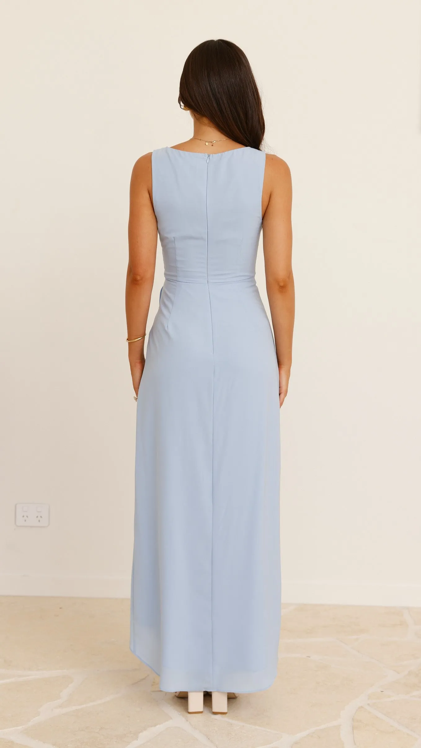 Pamela V Neck Maxi Dress - Blue Travel Easy