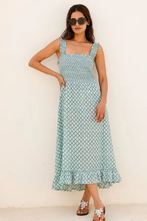 Easy Match Rhianna Organic Cotton Dress | Sage/White