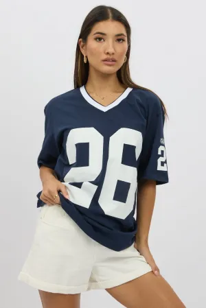 discount offer Blue Graphic Tee V Neck Short Sleeve