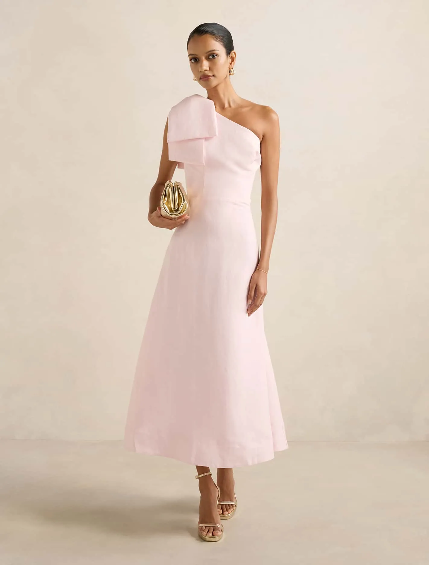Comfortable party dress Danni Asym Petite Bow Midi Dress