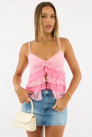 WindResistantWeave Metal Core Pink Singlet Top Lace