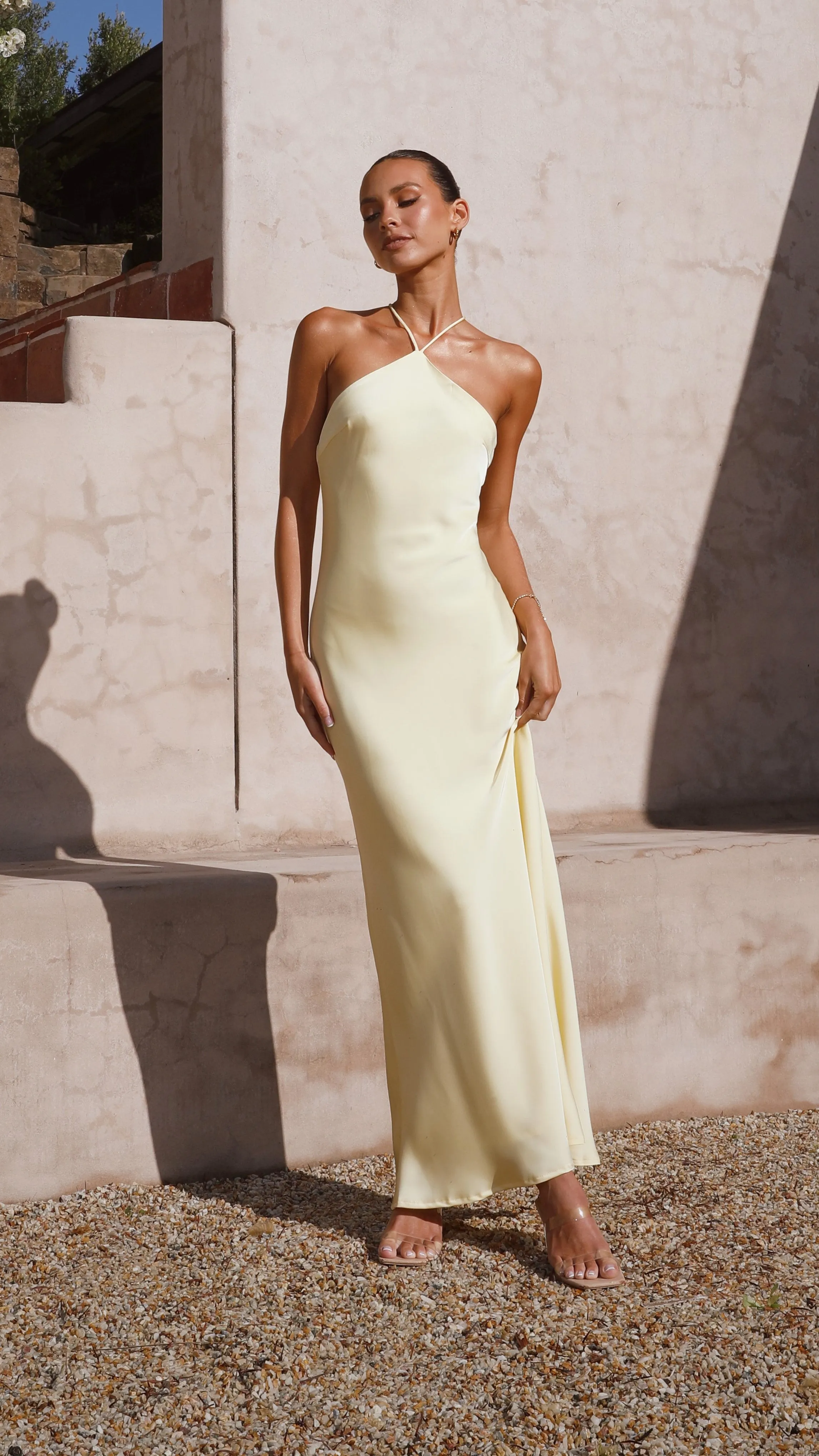 Chiara Maxi Dress - Yellow Lavender Field Ruby Glow