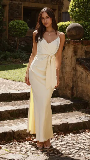 Yasmeen Tie Front Maxi Dress - Yellow Lake View