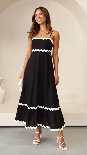 Effortless Glam Brodey Midi Dress - Black / White