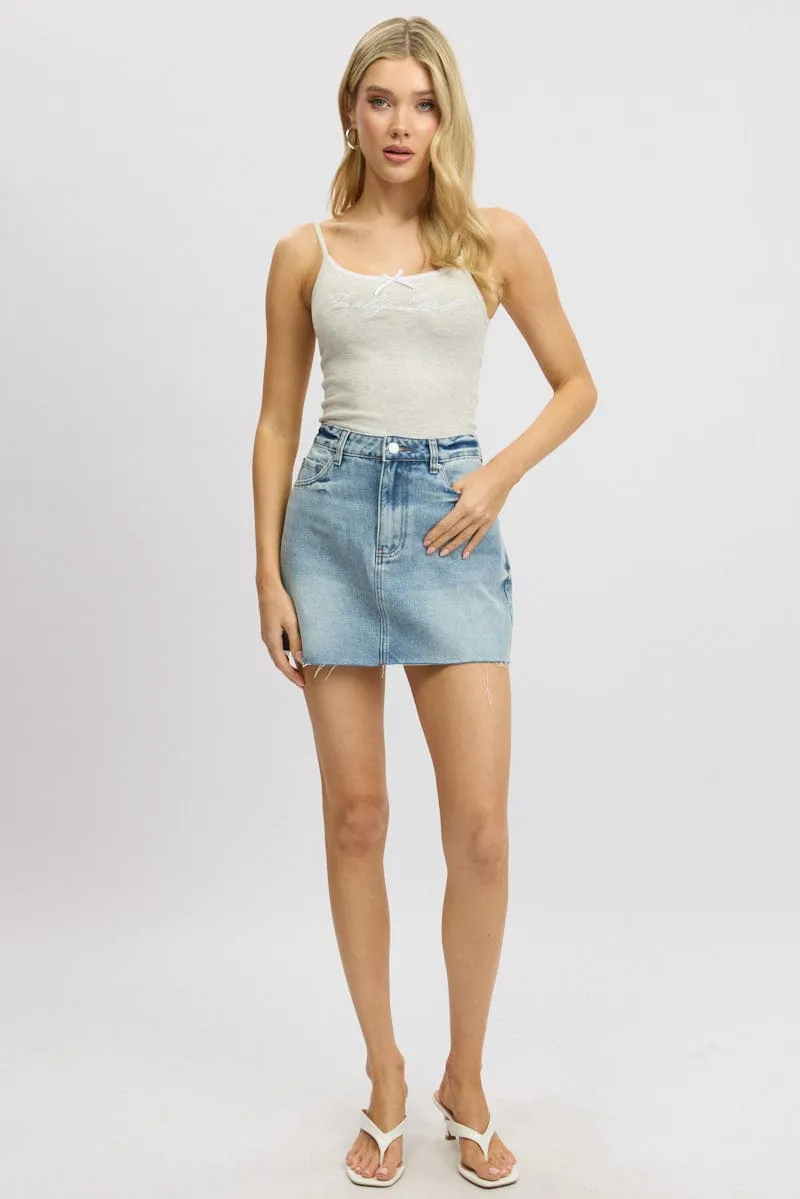 Grey Graphic Singlet Rib Match Fit StretchPaneling