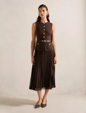 Daphne Waistcoat Knit Midi Dress Sleek Fashion