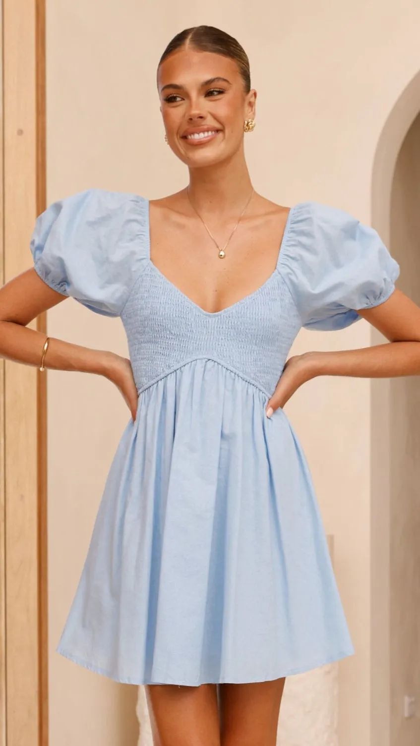 Sahirah Mini Dress - Blue Urban Style Beat Warm